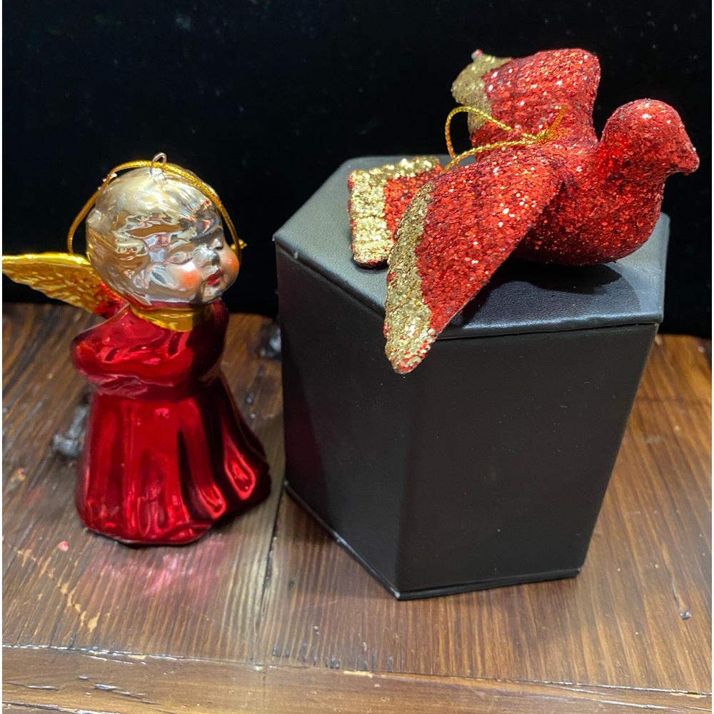 ‼️SOLD‼️Christmas Angel Bell Sparkly Bird